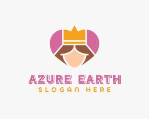 Pink Heart Queen Princess logo design