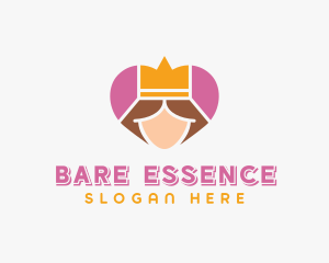 Pink Heart Queen Princess logo design