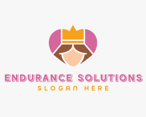 Pink Heart Queen Princess logo design