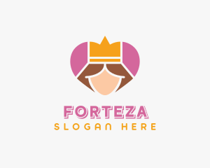 Pink Heart Queen Princess logo design