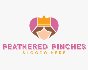 Pink Heart Queen Princess logo design