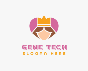 Pink Heart Queen Princess logo design