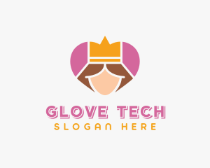 Pink Heart Queen Princess logo design