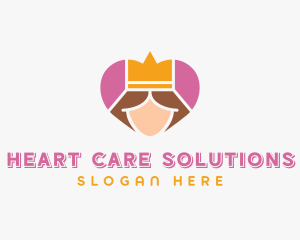 Pink Heart Queen Princess logo design