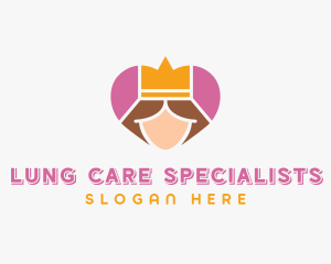 Pink Heart Queen Princess logo design