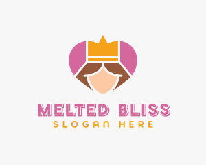 Pink Heart Queen Princess logo design