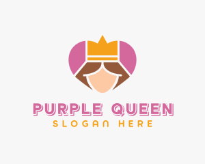 Pink Heart Queen Princess logo design