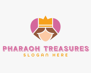 Pink Heart Queen Princess logo design