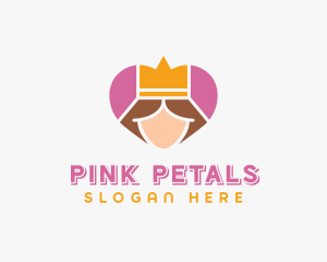 Pink Heart Queen Princess logo design