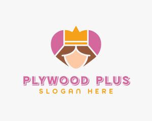 Pink Heart Queen Princess logo design