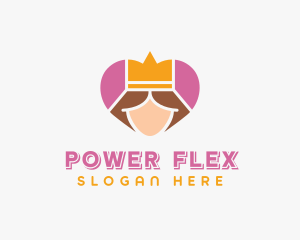 Pink Heart Queen Princess logo design