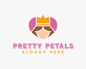 Pink Heart Queen Princess logo design