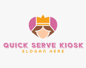 Pink Heart Queen Princess logo design