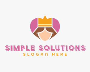 Pink Heart Queen Princess logo design