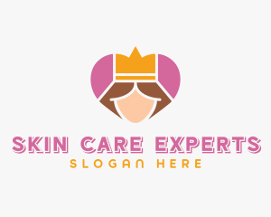 Pink Heart Queen Princess logo design