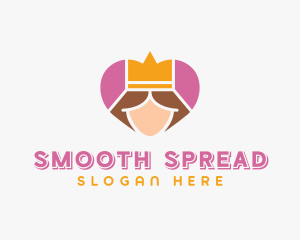 Pink Heart Queen Princess logo design