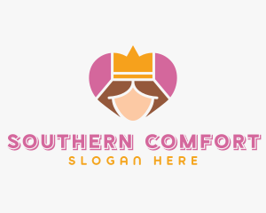 Pink Heart Queen Princess logo design