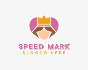 Pink Heart Queen Princess logo design