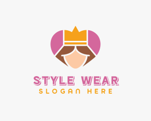 Pink Heart Queen Princess logo design