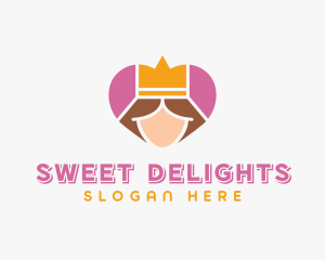 Pink Heart Queen Princess logo design