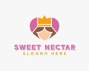 Pink Heart Queen Princess logo design