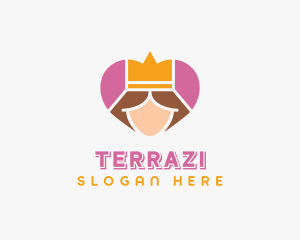 Pink Heart Queen Princess logo design