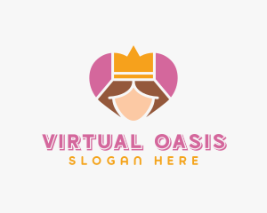 Pink Heart Queen Princess logo design