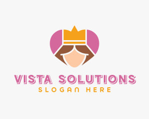 Pink Heart Queen Princess logo design