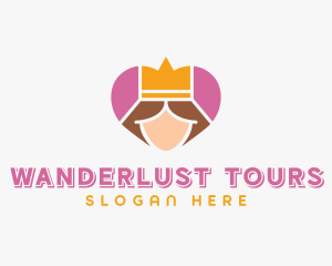 Pink Heart Queen Princess logo design