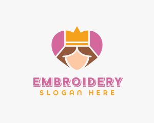 Pink Heart Queen Princess logo design