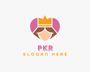 Pink Heart Queen Princess logo design