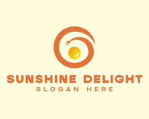 Sunny Side Up - Fork Egg Swirl logo design