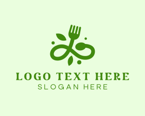 Herbal - Organic Vegan Food Fork logo design