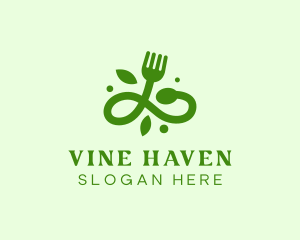 Organic Vegan Food Fork logo design