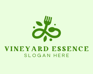 Organic Vegan Food Fork logo design