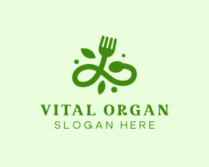 Organic Vegan Food Fork logo design