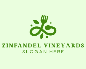 Organic Vegan Food Fork logo design