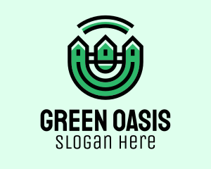 Green Neighborhood Houses  logo design