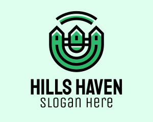 Green Neighborhood Houses  logo design