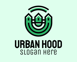 Green Neighborhood Houses  logo design