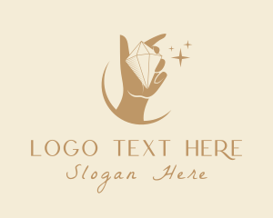 Luxury - Crescent Hand Diamond logo design