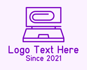 Office Space - Paper Clip Laptop logo design