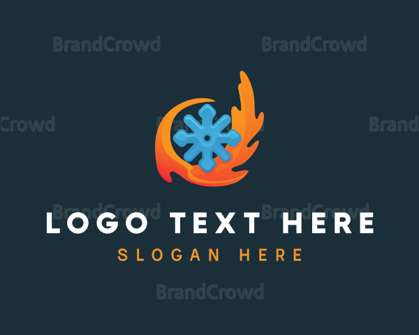 Hot Flame Snowflake Logo