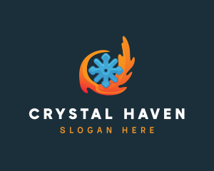 Hot Flame Snowflake logo design