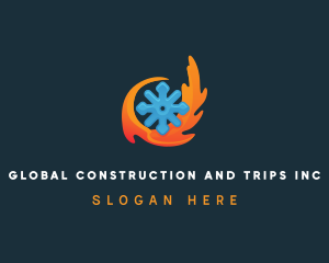 Refrigeration - Hot Flame Snowflake logo design