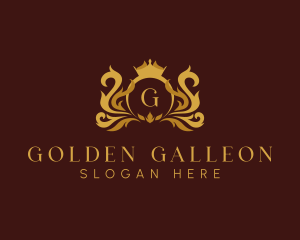 Golden Crown Wreath Monarch logo design