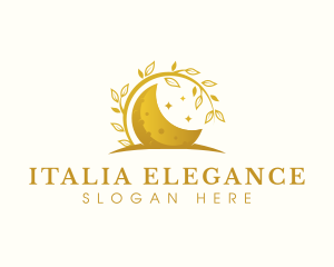 Elegant Moon Floral  logo design