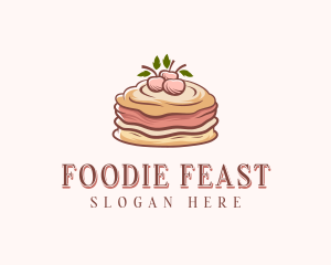 Cherry Pancake Dessert logo design