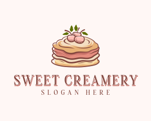 Cherry Pancake Dessert logo design