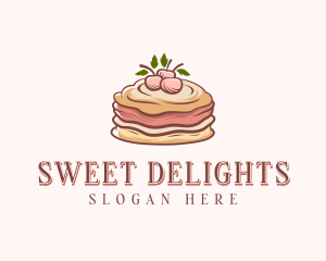 Cherry Pancake Dessert logo design